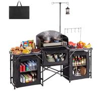 VEVOR Folding Camping Kitchen 177 x 45 x 80 cm, Camping Kitchen Table with Wind Protector and Carry Bag, Camping Furniture for Picnic, Barbecue, Motorhome Travel