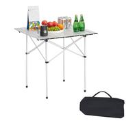 VEVOR Folding Camping Table, Portable Roll Up Side Tables, Small Lightweight Aluminum Beach Table, Compact with Carry Bag, for Outdoor Cooking, Tailgating, Grilling, Picnic, Travel, Silver
