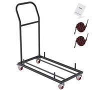 VEVOR Folding Chair Dolly, Iron Commercial Cart with 12 Chairs Capacity, Folding Chairs Rack Trolley with 4 Casters, Storage Transport Dolly for Flat
