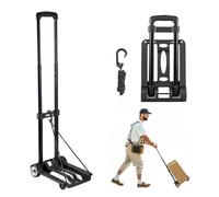 VEVOR Folding Hand Truck, 110 lbs Load Capacity, Collapsible Luggage Cart with 2 Wheels & 1 Elastic Rope, Utility Dolly Platform Cart for Airport Travel Furniture Luggage Office Moving, Black