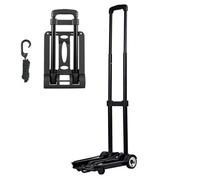 Vevor Folding Hand Truck, 110 Lbs Load Capacity, Collapsible Luggage Cart With 2 Wheels & 1 Elastic Rope, Black