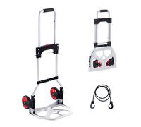 VEVOR Folding Hand Truck, 176 lbs Load Capacity, Aluminum Portable Cart, Convertible Hand Truck and Dolly with Telescoping Handle and Rubber Wheels, Ultra Lightweight Super Strong for Moving Warehouse