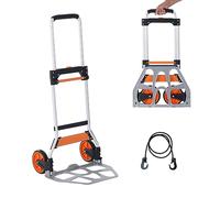VEVOR Folding Hand Truck, 275 lbs Load Capacity, Aluminum Portable Cart, Convertible Hand Truck and Dolly with Telescoping Handle and PP+TPR Wheels, Ultra Lightweight Super Strong for Moving Warehouse