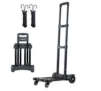 Vevor Folding Hand Truck, 290 Lbs Load Capacity, Collapsible Luggage Cart With 4 Wheels, 2 Elastic Ropes, Black
