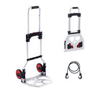 VEVOR Folding Hand Truck, 176 lbs Load Capacity, Aluminum Portable Cart, Convertible Hand Truck and Dolly with Telescoping Handle and Rubber Wheels, U