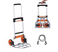 VEVOR Folding Hand Truck, 275 lbs Load Capacity, Aluminum Portable Cart, Convertible Hand Truck and Dolly with Telescoping Handle and PP+TPR Wheels, Ultra Lightweight Super Strong for Moving Warehouse