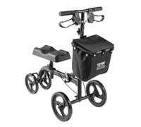 VEVOR Folding Knee Scooter, Carbon Steel Steerable Knee Walker with Height-Adjustable Handlebar & Knee Pad, All-Terrain Solid Wheels, Dual Brakes, Leg Recovery Scooter for Broken Ankle Foot Injuries