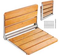 VEVOR Folding Oak Shower Seat 16.1"/40.9 cm x 13.4"/34 cm Wall Mounted Shower Bench 440 lbs/199.6 kg