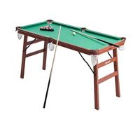VEVOR Folding Pool Table, 140cm Portable Billiards Tables, Foldable Space-Saving Entertainment Game Set Includes Ball, Cue, Rack, Chalk, Brush, Brown with Bule Cloth, for Family Use, Recreation Room