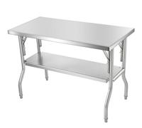 Vevor Folding Prep Table, 48X24", W/ Undershelf, Heavy-Duty Stainless Steel, For Home Kitchen Restaurant Garage