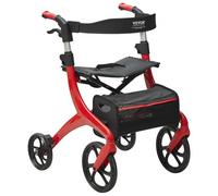 VEVOR Folding Rollator Walker for Seniors and Adults, Lightweight Aluminum Rolling Walker with Seat and Adjustable Handle, 4-Wheel Outdoor Mobility Wa