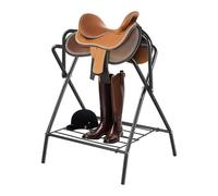 VEVOR Folding Saddle Rack, 28 x 19 x 37.5 in, Freestanding Horse Saddle Stand, Portable Horse Blanket Holder, Heavy Duty Steel Saddle Rack for English & Western Saddles, Tack Storage, Black