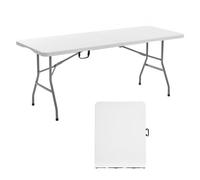 VEVOR Folding Table, 6 Ft Heavy Duty Portable Fold-in-Half Utility Table, Indoor Outdoor Plastic Rectangle Table with Built in Handle, for Party, Dini
