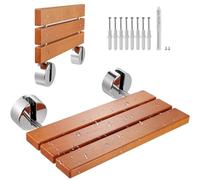 VEVOR Folding Teak Shower Seat, 20.1" x 13.2" Unfolded, Wall Mounted Fold Up Shower Bench with 440 lbs Load Capacity, Space Saving Home Care Fold Down Shower Chair, for Seniors Pregnant Women Children