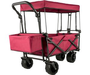 VEVOR Folding Wagon Cart, Collapsible Folding Garden Cart w/ Shade Beach Utility