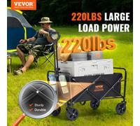 Vevor Folding Wagon Cart Lightweight Trolley With Cup-Holder All-Terrain Wheels And 99.8 Kg Capacity For Camping And Shopping
