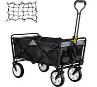VEVOR Folding Wagon Cart, 176 lbs Load, Outdoor Utility Collapsible Wagon w/ Adjustable Handle & Universal Wheels, Portable for Camping, Grocery, Beac