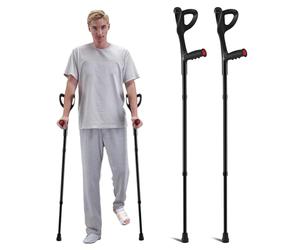 VEVOR Forearm Crutches for Adults, 10-Level Height Adjustable Walking Forearm Crutches, Aluminum Folding Medical Crutches with Open Cuff & Non-Slip Pad for Leg Injury Surgery Disabled, 1 Pair (350LBS)
