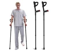 VEVOR Forearm Crutches for Adults, Folding Walking Forearm Crutches with 10-Level Adjustable Height, Lightweight Aluminum Medical Crutches with Open C