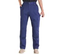 VEVOR FR Pants for Men, 100% Cotton, Flame-Resistant Cargo Pants with Multi-Pockets and Elastic Waist, Reinforced Tear-Proof Stitching, Ideal for Welding Work and Casual Wear, M Size, Dark Blue