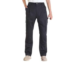 VEVOR FR Pants for Men, 100% Cotton, Flame-Resistant Cargo Pants with Multi-Pockets and Elastic Waist, Reinforced Tear-Proof Stitching, Ideal for Welding Work and Casual Wear, M Size, Black