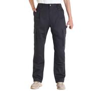 VEVOR FR Pants for Men, 100% Cotton, Flame-Resistant Cargo Pants with Multi-Pockets and Elastic Waist, Reinforced Tear-Proof Stitching, Ideal for Welding Work and Casual Wear, L Size, Black