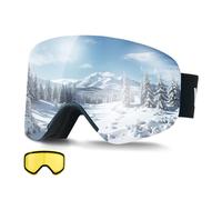 VEVOR Frameless Ski Goggles, Magnet Cylindrical Lens with Dark Blue Revo Coating, OTG Anti fog Snow Goggles for Men Women, TPU Frame & Ventilation Structure, Fit for Skiing, Skating, Snowboarding