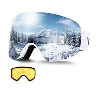 VEVOR Frameless Ski Goggles, Magnet Cylindrical Lens with Pink Revo Coating, OTG Anti fog Snow Goggles for Men Women Youth, TPU Frame & Ventilation Structure, Fit for Skiing, Skating, Snowboarding