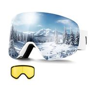 VEVOR Frameless Ski Goggles, Magnet Cylindrical Lens with Pink Revo Coating, OTG Anti fog Snow Goggles for Men Women Youth, TPU Frame & Ventilation Structure, Fit for Skiing, Skating, Snowboarding