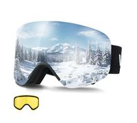 VEVOR Frameless Ski Goggles, Magnet Cylindrical Lens with Silver Mirror Revo Coating, OTG Anti fog Snow Goggles for Men Women, TPU Frame & Ventilation Structure, Fit for Skiing, Skating, Snowboarding