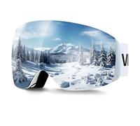 VEVOR Frameless Ski Goggles, Spherical Lens with Pink Revo Coating, OTG Anti fog Snow Goggles for Men Women Youth, TPU Frame & Ventilation Structure,