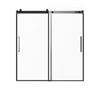 Vevor Frameless Sliding Bathtub Door, Frameless Shower Glass Door, Frameless Double Sliding Tub Door, Black Finish
