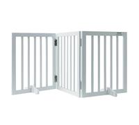 VEVOR Free Standing Dog Gate, 24" H x 60" W Freestanding Pet Gate, 3 Panels Foldable Dog Gate for Wide and Narrow Passageways, Expandable Dog Barrier with Silent Foot Support for Indoor, White