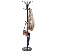 VEVOR Freestanding Coat Rack, Metal Coats Rack Stand with Umbrella Holder, Stable Marble Base & 14 Hooks, Hall Coat Tree for Entryway, Bedroom, Living Room, Stylish Coats Hanger for Hats, Scarves, Bag