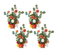 VEVOR Standing Artificial Flowers Arrangements 4 PCS, 17.5-Inch Tall Faux Flower Decorations for Wedding Aisle Runner Chair, Orange Floral Centerpieces for Ceremony Reception Party Outdoor Decor