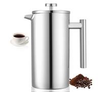 VEVOR French Press Coffee Maker, 1.5 Liter Stainless Steel Coffee Press Tea Maker with Filter, Large Double Wall Insulated French Presses Cold Brew for Camping Travel Home Kitchen, Silver