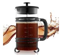 VEVOR French Press Coffee Maker, 1 Liter Borosilicate Glass Coffee Press Tea Maker with Stainless Steel Filter, Large Glass French Presses Cold Brew for Camping Travel Home Kitchen, Silver