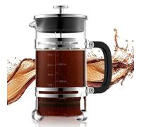 VEVOR French Press Coffee Maker, 1 Liter Borosilicate Glass Coffee Press Tea Maker with Stainless Steel Filter, Large Glass French Presses Cold Brew for Camping Travel Home Kitchen, Silver