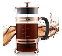 VEVOR French Press Coffee Maker, 1 Liter Borosilicate Glass Coffee Press Tea Maker with Stainless Steel Filter, Large Glass French Presses Cold Brew for Camping Travel Home Kitchen, Copper