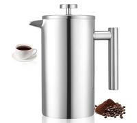 VEVOR French Press Coffee Maker, 1 Liter Stainless Steel Coffee Press Tea Maker with Filter, Large Double Wall Insulated French Presses Cold Brew for Camping Travel Home Kitchen, Silver
