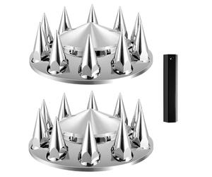 VEVOR Front Axle Wheel Covers, Spiked Axle Cover for Semi Truck, ABS Electroplate Rust-Resistant Lug Nut Covers, Universal Fit, Installation Tool Included, Complete Axle Cover Combo Kit