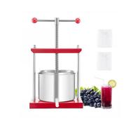 VEVOR 1.6 Gal/6L Fruit Wine Press, 2 Stainless Steel Barrels, Manual Juice Maker, Cider Apple Grape Tincture Honey Olive Oil Making Press with T-Handle for Outdoor Kitchen Home