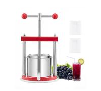 VEVOR 0.44 Gal/1.65L Fruit Wine Press, 2 Stainless Steel Barrels, Manual Juice Maker, Cider Apple Grape Tincture Honey Olive Oil Making Press with T-Handle for Outdoor Kitchen Home