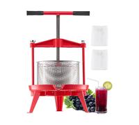 VEVOR 2.38 Gal/9L Fruit Wine Press, Stainless Steel Basket with Cross-Beam and Triangular Structure, Manual Juice Maker, Cider Apple Grape Tincture Making Press with T-Handle for Kitchen Home