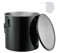 VEVOR Fryer Grease Bucket, 10 Gal Oil Disposal Caddy Stainless Steel Fryer Oil Bucket Rust-Proof Coating, Oil Transport Container with Lid, Lock Clips, Filter Bag for Hot Cooking Oil Filtering, Black