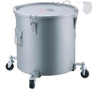 VEVOR Fryer Grease Bucket, 10 Gal Oil Disposal Caddy with Caster Base, Carbon Steel Rust-Proof Coating, Oil Transport Container with Lid, Lock Clips, Filter Bag for Hot Cooking Oil Filtering, Gray