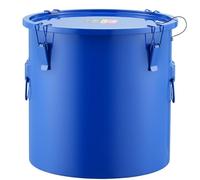 VEVOR Fryer Grease Bucket, 8 Gal Oil Disposal Caddy Carbon Steel Fryer Oil Bucket with Rust-Proof Coating, Oil Transport Container with Lid, Lock Clips, Filter Bag for Hot Cooking Oil Filtering, Blue