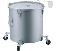 VEVOR Fryer Grease Bucket, 8 Gal Oil Disposal Caddy with Caster Base, Carbon Steel with Rust-Proof Coating, Oil Transport Container with Lid, Lock Clips, Filter Bag for Hot Cooking Oil Filtering, Gray