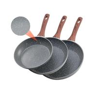 VEVOR Frying Pan Skillet, Aluminum Egg Fry Pans, 3 Piece, Nonsitck Ceramic Heavy-Duty Skillets with Heat-Resistant Handle, Chef's Cookware (250, 280, 325 mm, Maifan Stone Coating)