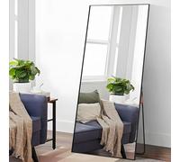 VEVOR Full Length Mirror, 71'' x 31'', Extra Large Standing Hanging or Leaning Rectangle Floor Tempered Mirror, with Stand Aluminum Alloy Frame, for Full Body Dressing Living Room Bedroom, Black